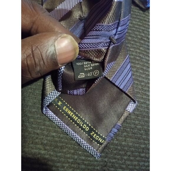 Lot (2) Ermenegildo‎ Zegna Neck Ties 100% Silk Made In Italy Luxury Neckwear - Picture 5 of 7